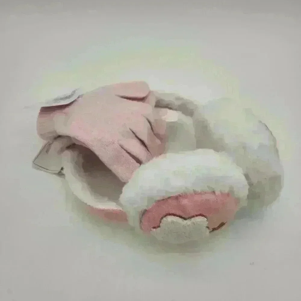 NWT Rainbow Sugar Fashion Star Faux‎ Fur Earmuffs & Stretch Pink Gloves One Size